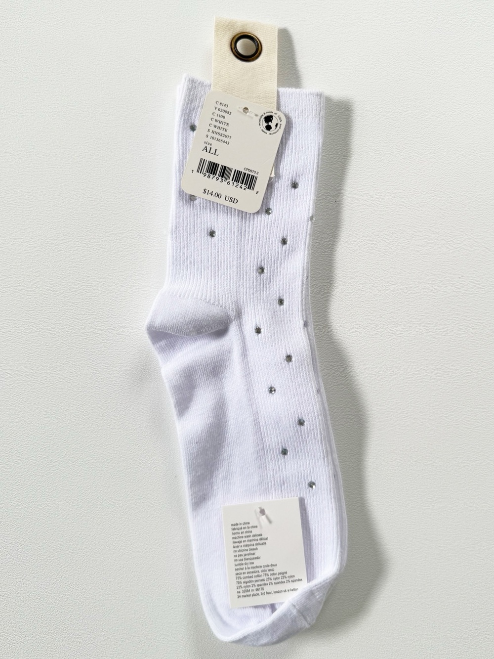 Free People White Sparkle Rhinestone Socks | NWT - Picture 3 of 7